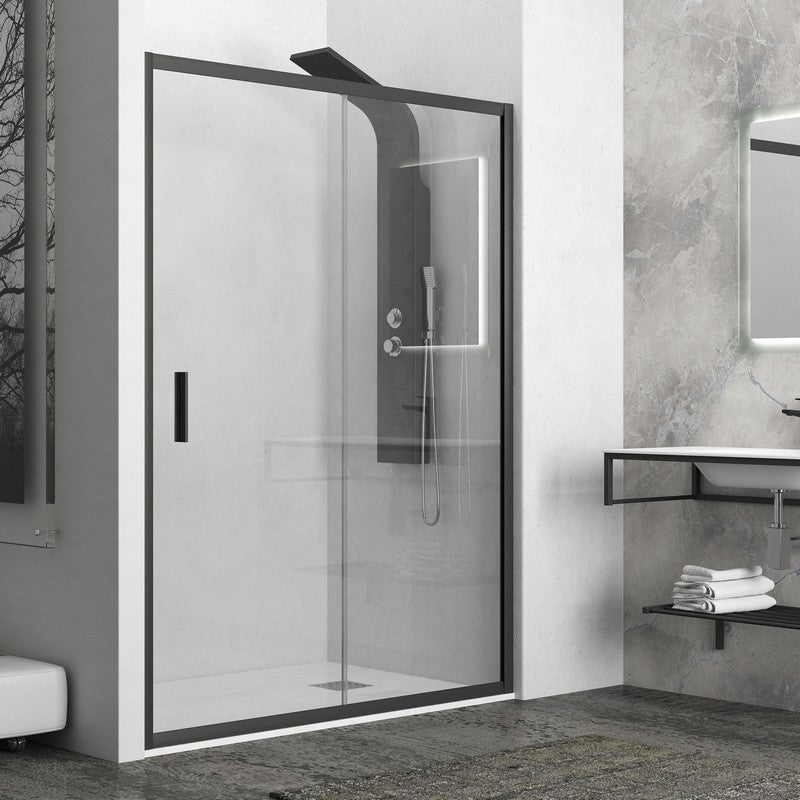 Efe 400 Nero - 108.5-111 см. - черен профил душ параван с плъзгаща врата, 5 мм закалено стъкло, черен алуминиев профил, KERANOVA онлайн магазин