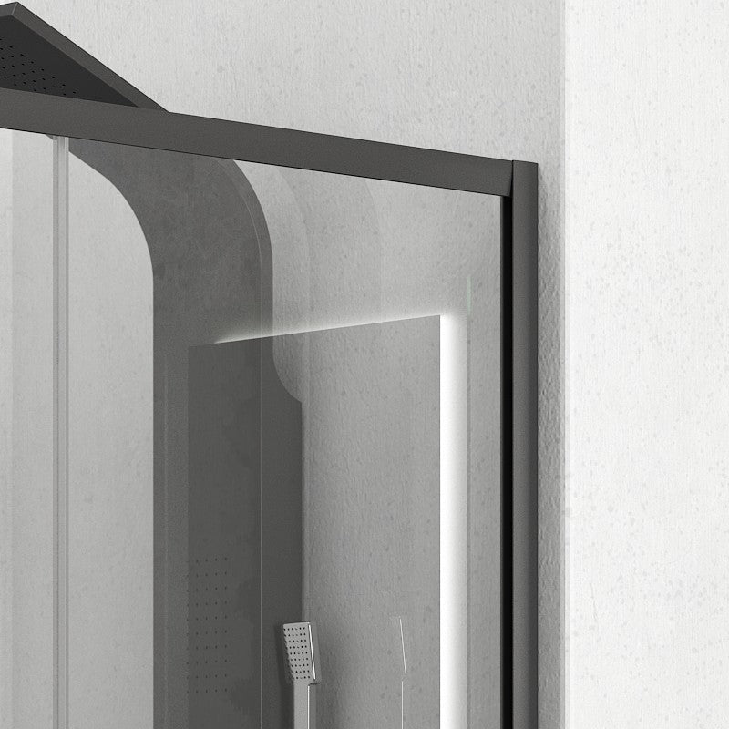 Efe 400 Nero - 128.5-131 см. - черен профил душ параван с плъзгаща врата, 5 мм закалено стъкло, черен алуминиев профил за KERANOVA онлайн магазин