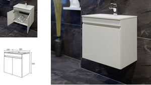 шкаф с мивка Ели 55 см. бял висящ шкаф за баня от онлайн магазин за обзавеждане за бани KERANOVA