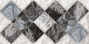 Elit Decor 30x60 декоративни плочки с тропически листа и сиви геометрични мотиви за баня - онлайн магазин KERANOVA