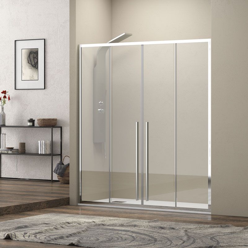 Elysium 600 - 155-159 см. луксозен стъклен параван за баня 8 мм с антикалк, магнитен уплътнител и алуминиев профил - KERANOVA