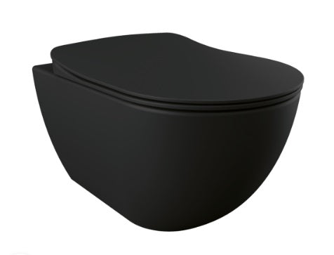 Конзолна тоалетна Rim-Off Black Matte - опция биде, окачена черна матова тоалетна Rimless, онлайн магазин KERANOVA