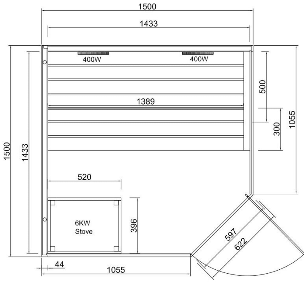 Комбинирана инфрачервена и финландска сауна Glacier XL 150х150х200 см.