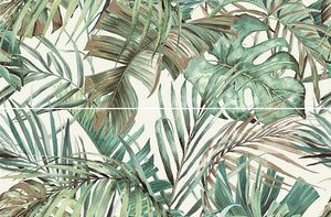FOLLI GREEN INSERTO SATIN 58x89 декоративен елемент с тропически зелени листа за баня - онлайн магазин за обзавеждане KERANOVA