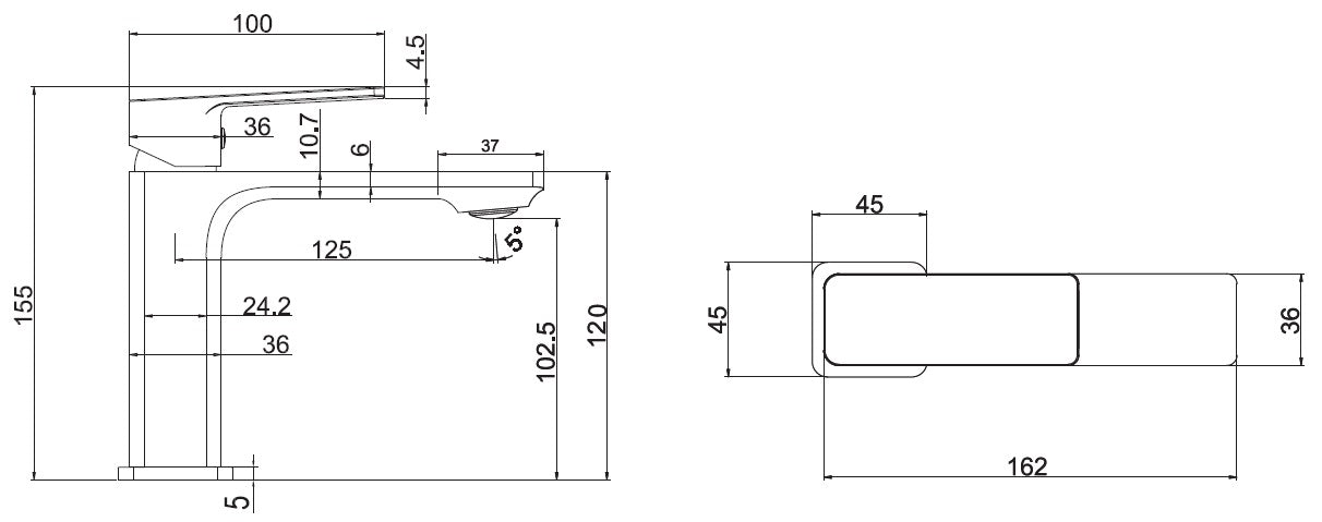 Смесител за мивка Delos Chrome стоящ без изпразнител, технически размери и схема – онлайн магазин KERANOVA