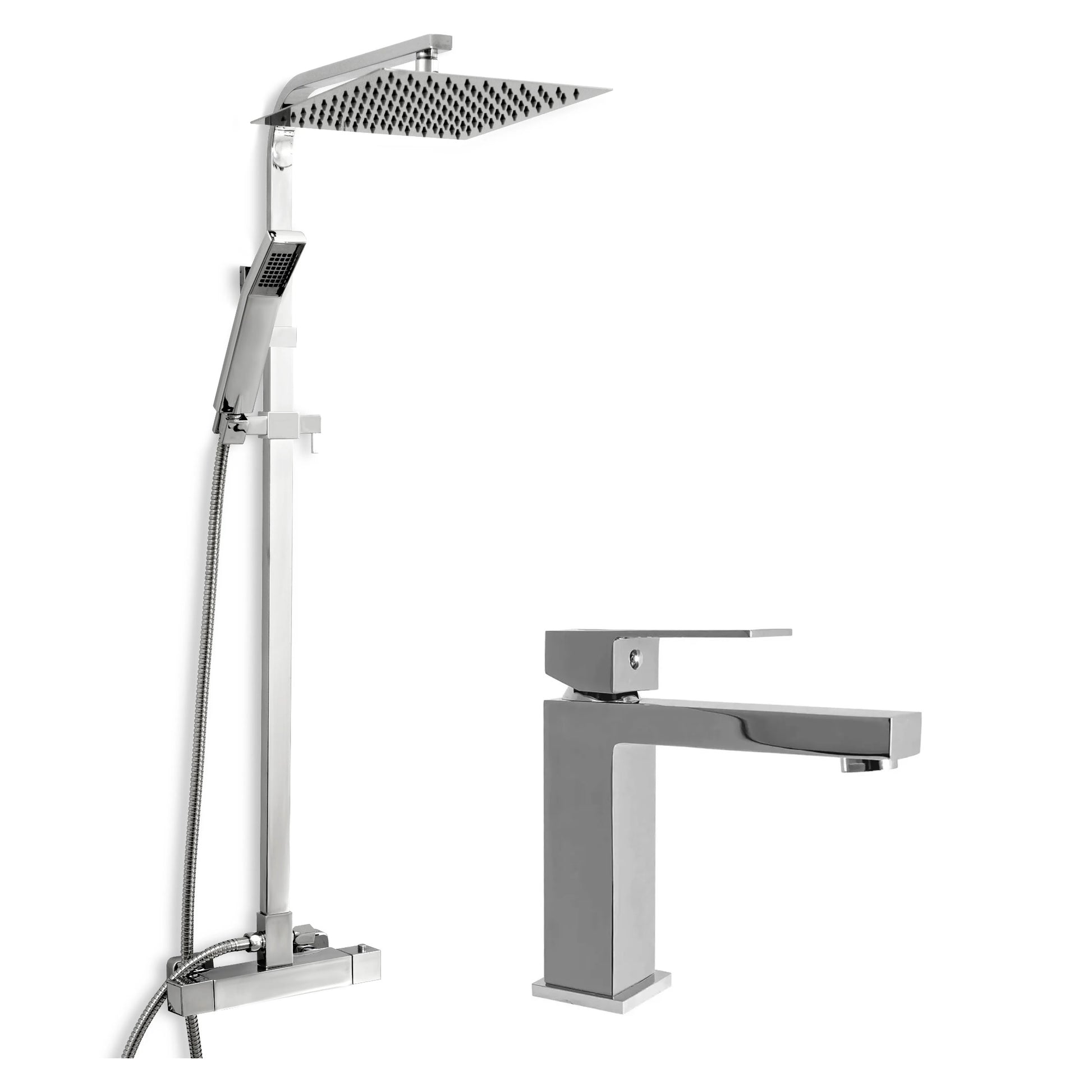 Комплект Fenix Chrome 2 - хромирана душ система с термостат и смесител за мивка, онлайн магазин за обзавеждане за бани KERANOVA