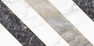Ferro Stripes B 29.8x59.8 плочки с диагонални мраморни и сиви и черни ленти за баня от онлайн магазин KERANOVA