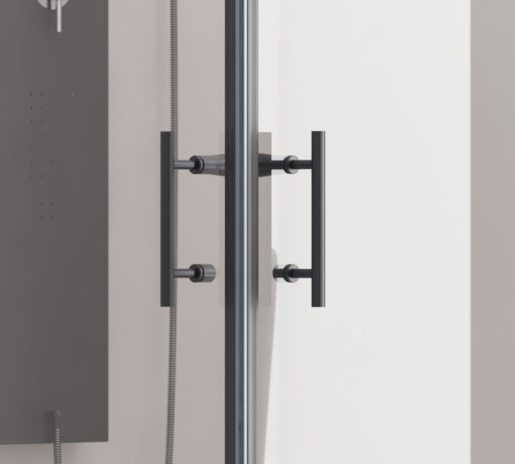 Flora 100 Nero Satine - 80x80 - матирано стъкло квадратна душ кабина с черен алуминиев профил и магнитен уплътнител - KERANOVA