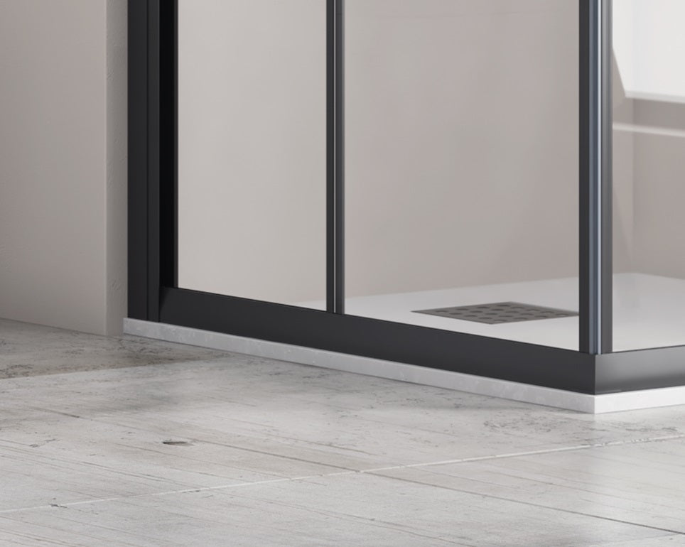 Flora 100 Nero Satine - 80x80 - матирано стъкло квадратна душ кабина с черен алуминиев профил, магнитен уплътнител и анти-калк покритие