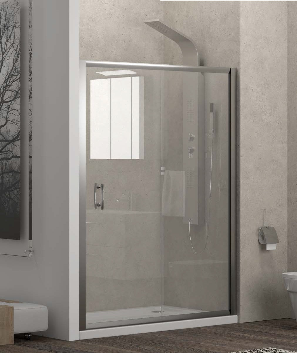 Flora 500 - 116.5-121.5 см. душ параван с една плъзгаща врата, антикалк, магнитно уплътнение, алуминиев профил — KERANOVA онлайн магазин