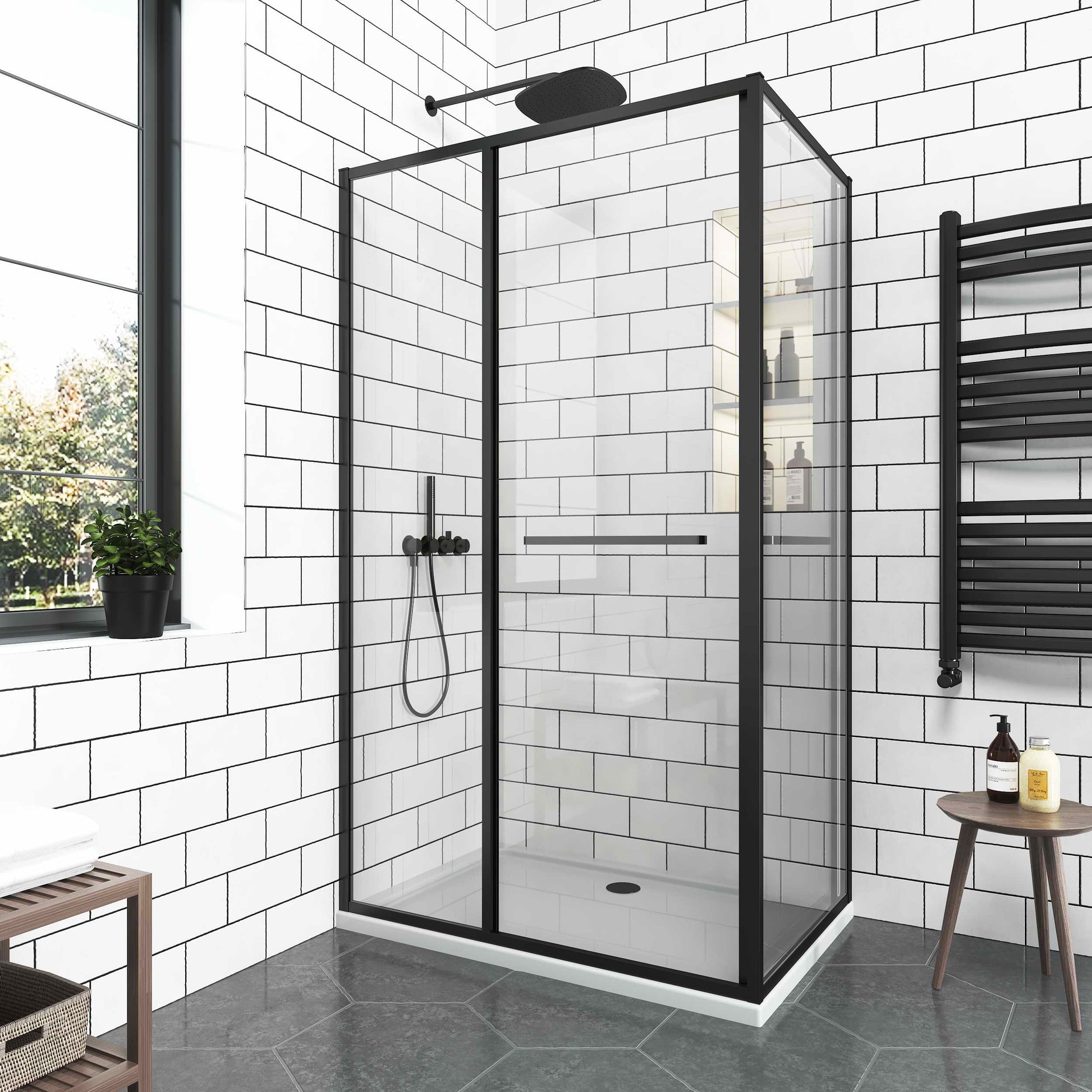 Модулна душ кабина GRAZIANA Matt Black - Interceramic, душ кабини и душ паравани с матово черни профили и прозрачно стъкло