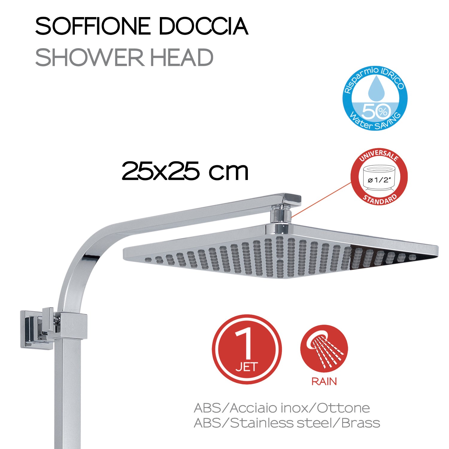Душ колона Gedy G-Star Square - квадратна 25x25 см душ пита, термостат, хром, слушалка и телескопична тръба - онлайн магазин KERANOVA
