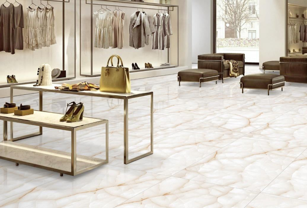 Galaxy White Polished 60x120 полиран гранитогрес в бутиково обзавеждане за бани KERANOVA, размер 60x120 см, Индия