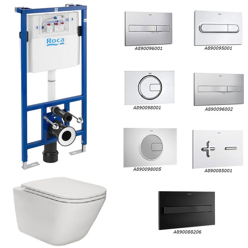 Комплект Duplo + GAP COMPACT Square Rimless - Roca промо комплект вградено казанче Duplo стойка и Rimless тоалетна за баня KERANOVA