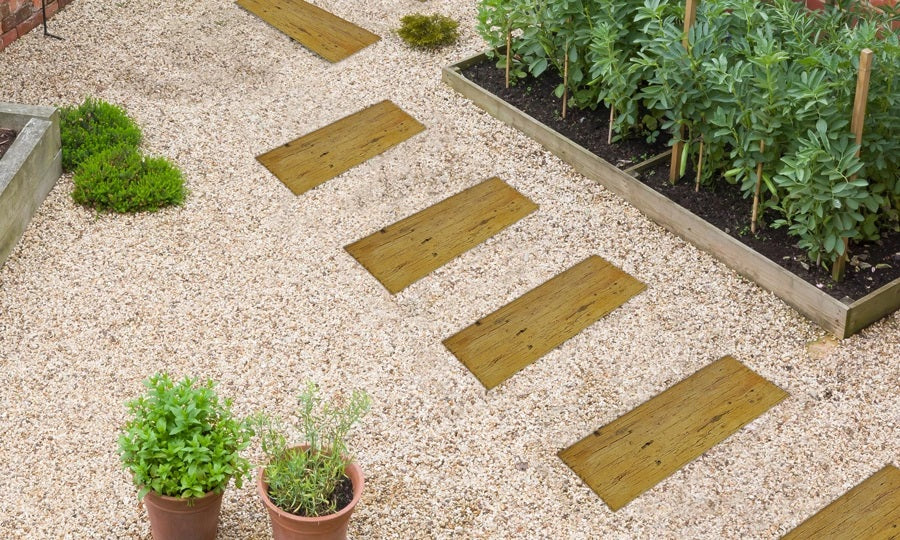 Garden Step стъпала от бетон с вид на рециклирано дърво за градинска алея, KERANOVA онлайн магазин