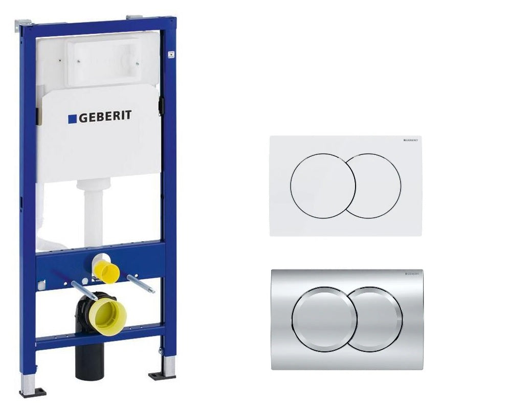 Geberit Duofix Delta с активатор Delta01 бял/лъскав хром - структура за вграждане Duofix и бутони Delta01 за KERANOVA онлайн магазин