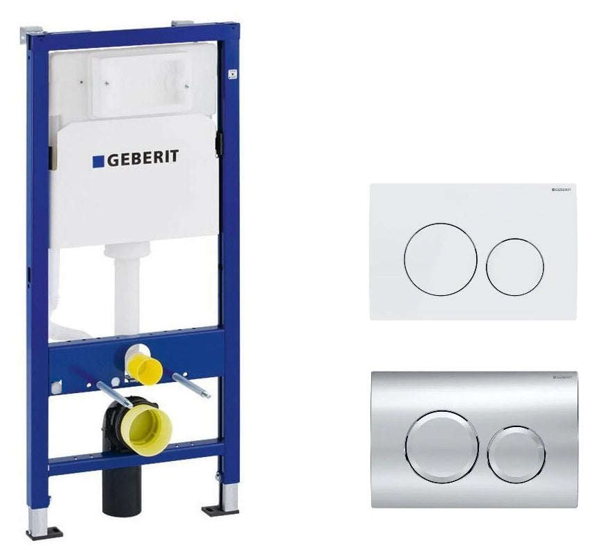 Geberit Duofix Delta с активатор Delta20 бял/лъскав хром - структура за вграждане Duofix за окачена тоалетна, онлайн магазин KERANOVA