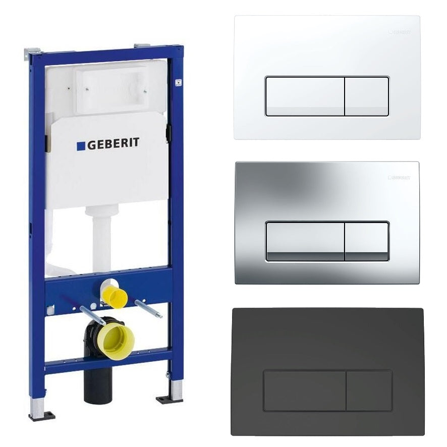 Geberit Duofix Delta с активатор Delta50 бял/лъскав хром/черен мат - структура за вграждане Duofix и бутони Delta50 за баня KERANOVA