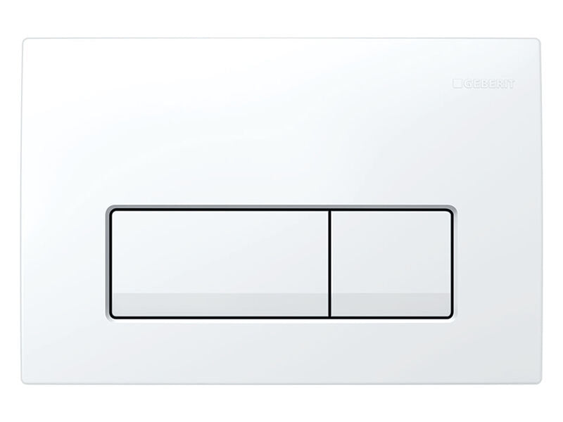 Geberit Duofix Delta с активатор Delta50 бял за вграждане, бутон Delta50 бял/лъскав хром/черен мат - KERANOVA онлайн магазин
