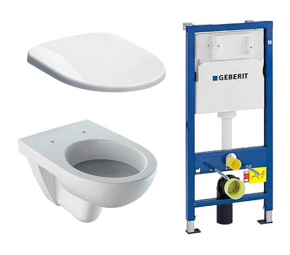 GEBERIT DUOFIX DELTA 21 с тоалетна Geberit Selnova комплект за окачена тоалетна, структура Duofix Delta, чиния Selnova, бутон Delta01 - KERANOVA