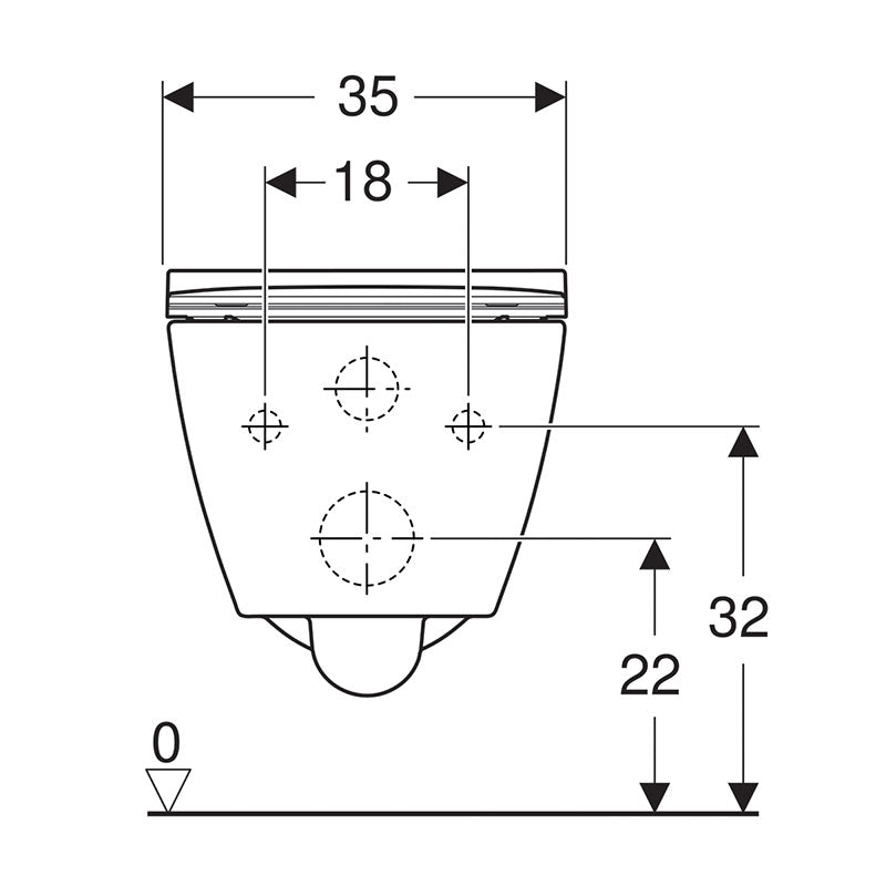 GEBERIT Sigma01 Chrome с тоалетна Geberit Smyle Rimfree - технически чертеж с размери 35/18/32/22 за KERANOVA онлайн магазин