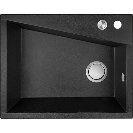 Кухненска мивка Grenada 60х48 см. - 2 цвята. Черна гранитна мивка Laveo 60x48x22,7 см със сифон с бутон за шкаф 80 см - KERANOVA