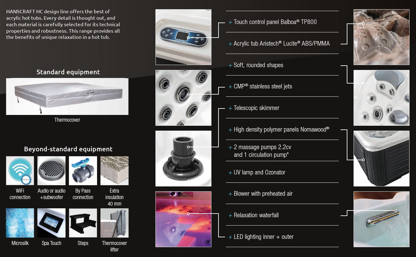 Design HC 8 Ф214 см. джакузи с панел за управление, масажни дюзи и LED осветление – онлайн магазин за обзавеждане за бани KERANOVA