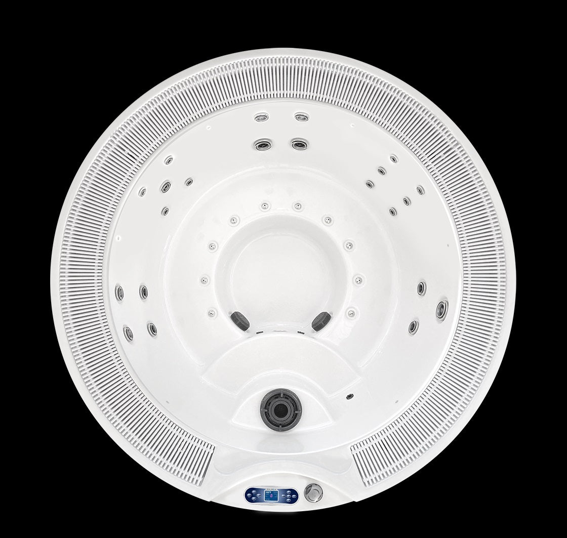 Alt Tag: Design HC 8 Ф214 см. бяло кръгло градинско джакузи с множество джетове, контролен панел и премиум дизайн – KERANOVA онлайн магазин