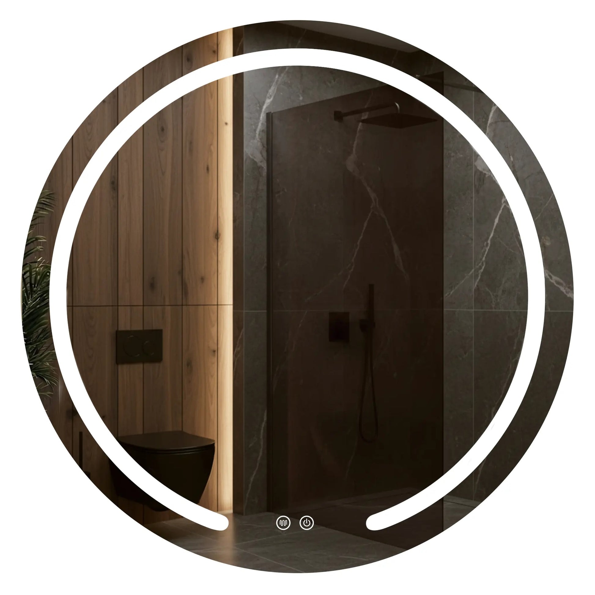 Огледало с осветление и подгрев Modern Ф50 см. LED баня touch против замъгляване, огледало за баня, мебели за баня