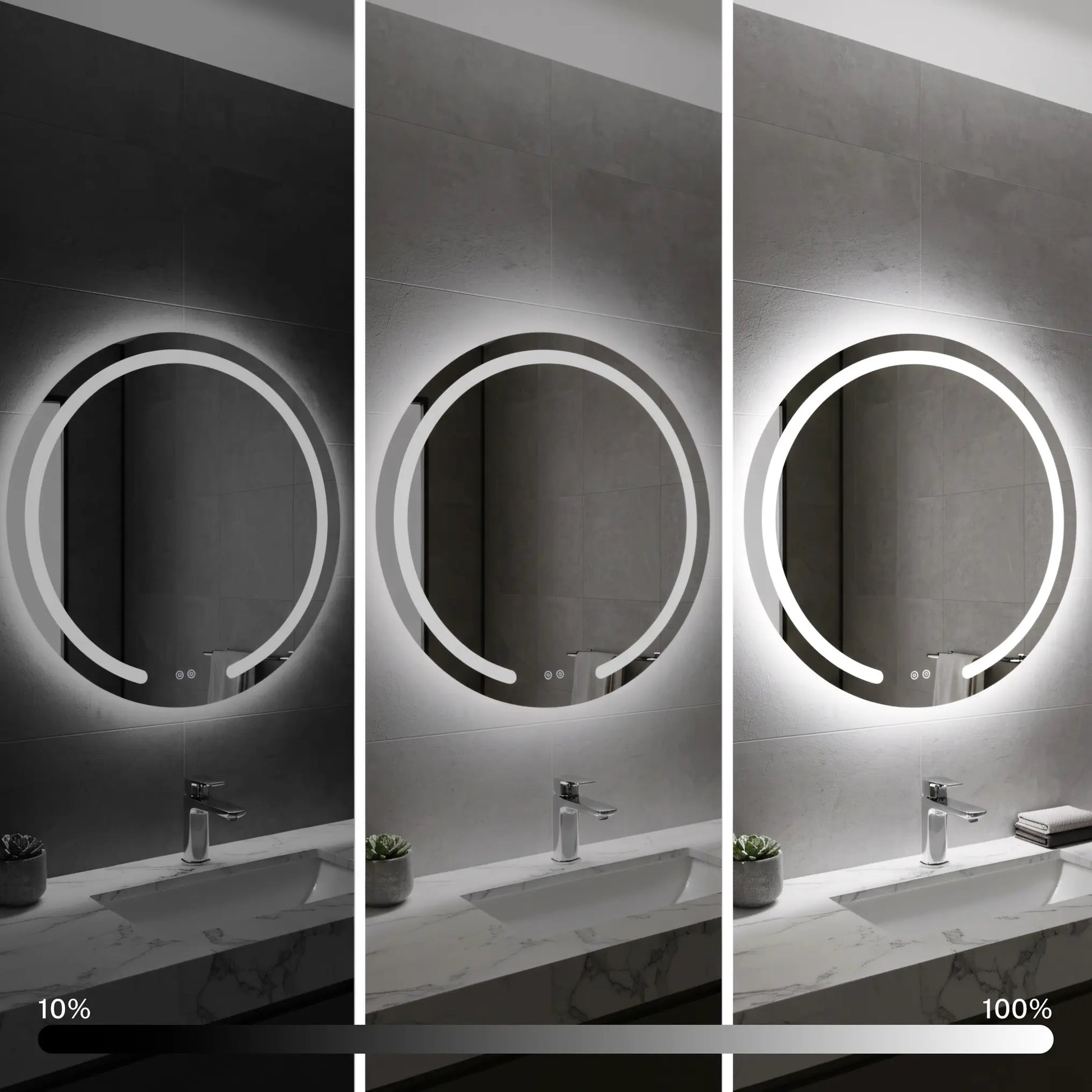 Огледало с осветление и подгрев Modern Ф50 см. – LED димируемо огледало за баня с touch и антизамъгляване, мебели за баня