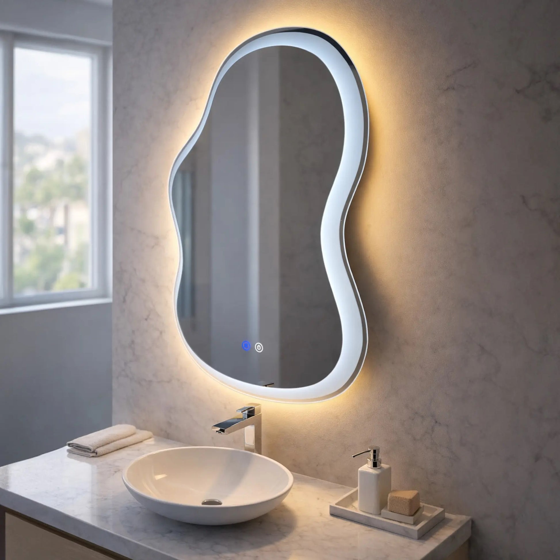 Огледало с осветление UNO DOUBLE 55х80 см. с LED осветление в баня, иновационен дизайн