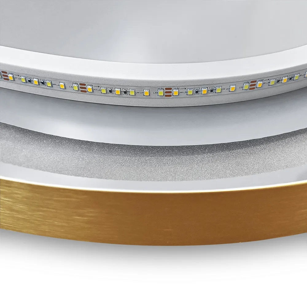 Огледало с осветление и подгрев OLL Brush Gold 60х90 см. – детайл на LED лента и златен матов алуминиев профил, KERANOVA онлайн магазин