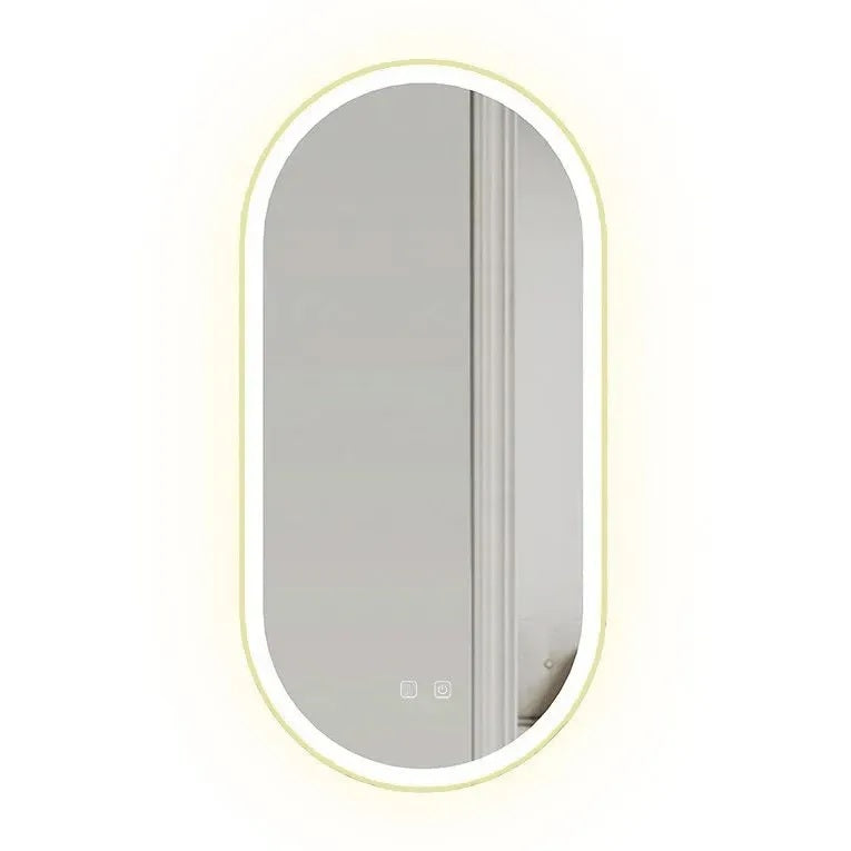Огледало с осветление и подгрев OVL Gold 50х100 см. - златен гланц, LED 3 цвята, touch, антикапак, KERANOVA