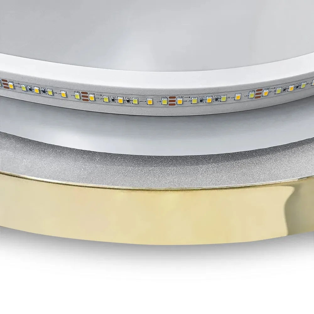 Огледало с осветление и подгрев OVL Gold 50х100 см. - детайл LED лента и златен гланц, touch, антизамъгляване за баня KERANOVA