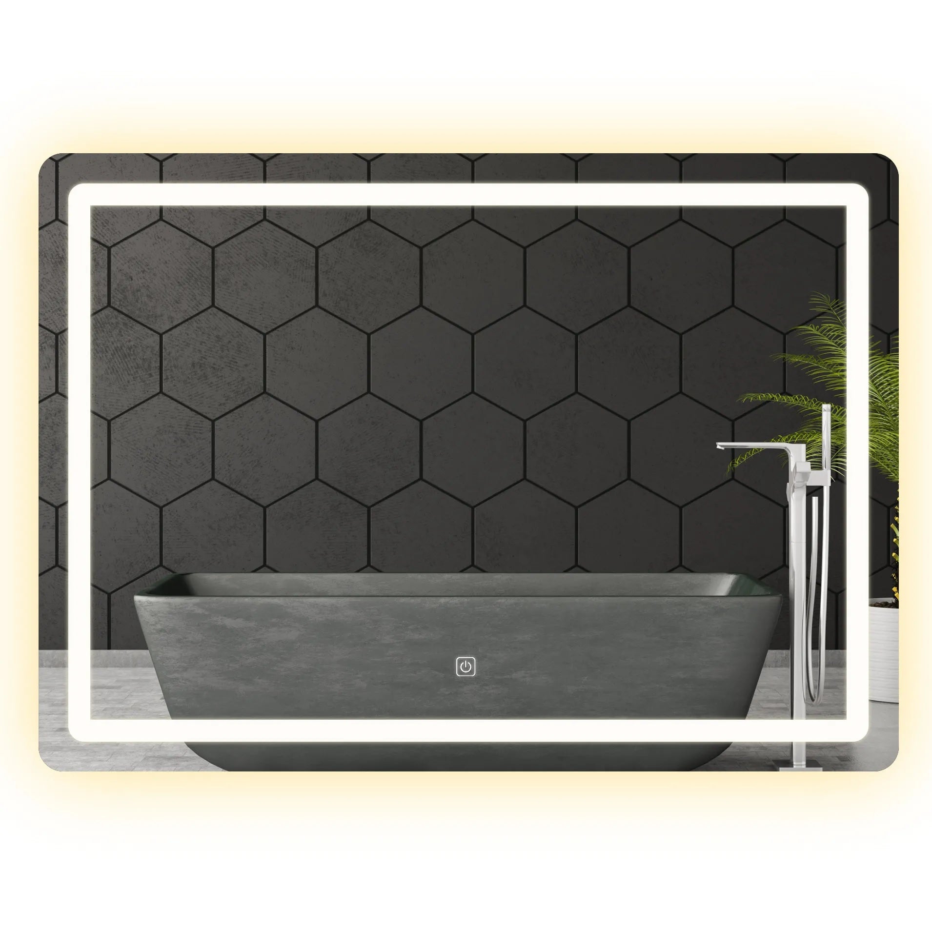 Огледало с осветление SQUARE 80х60 см. LED огледало за баня, димиращо, IP54, Touch Screen - онлайн магазин KERANOVA