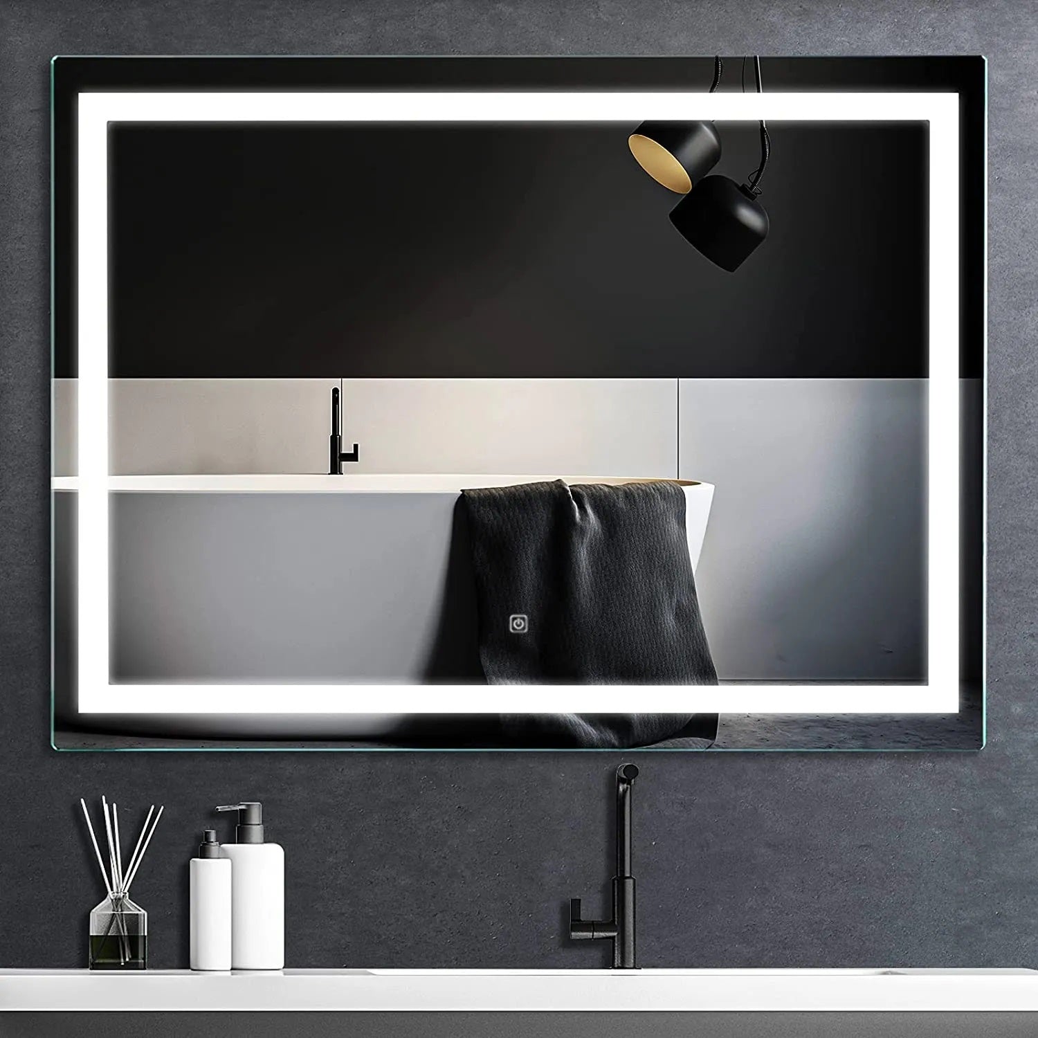 Огледало с осветление SQUARE 80х60 см. - LED баня огледало 80x60 см, сменяеми цветове, IP54, KERANOVA онлайн магазин