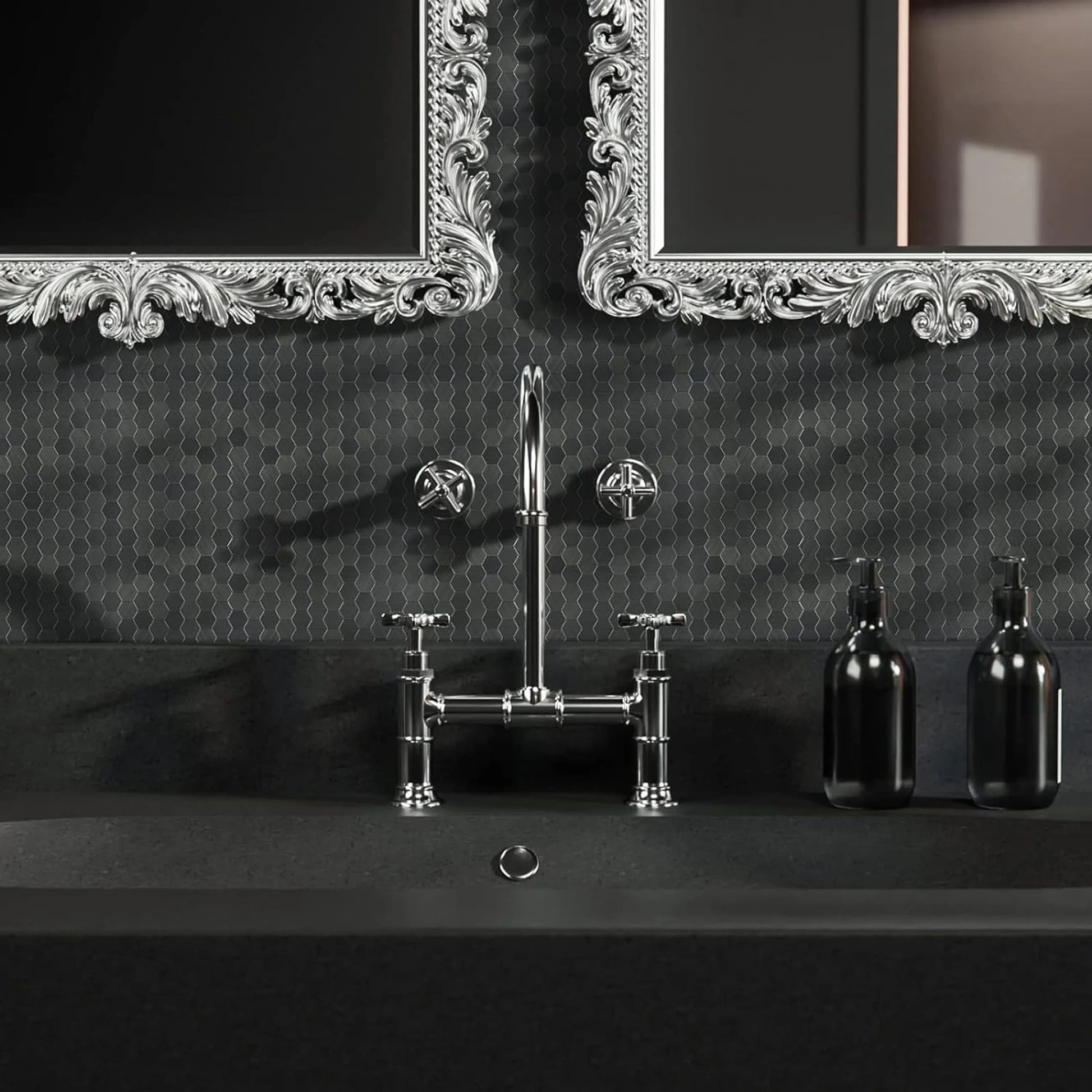 Мозайка 133425 Black декоративна черна керамична мозайка в баня, стилен интериор от KERANOVA за онлайн магазин обзавеждане