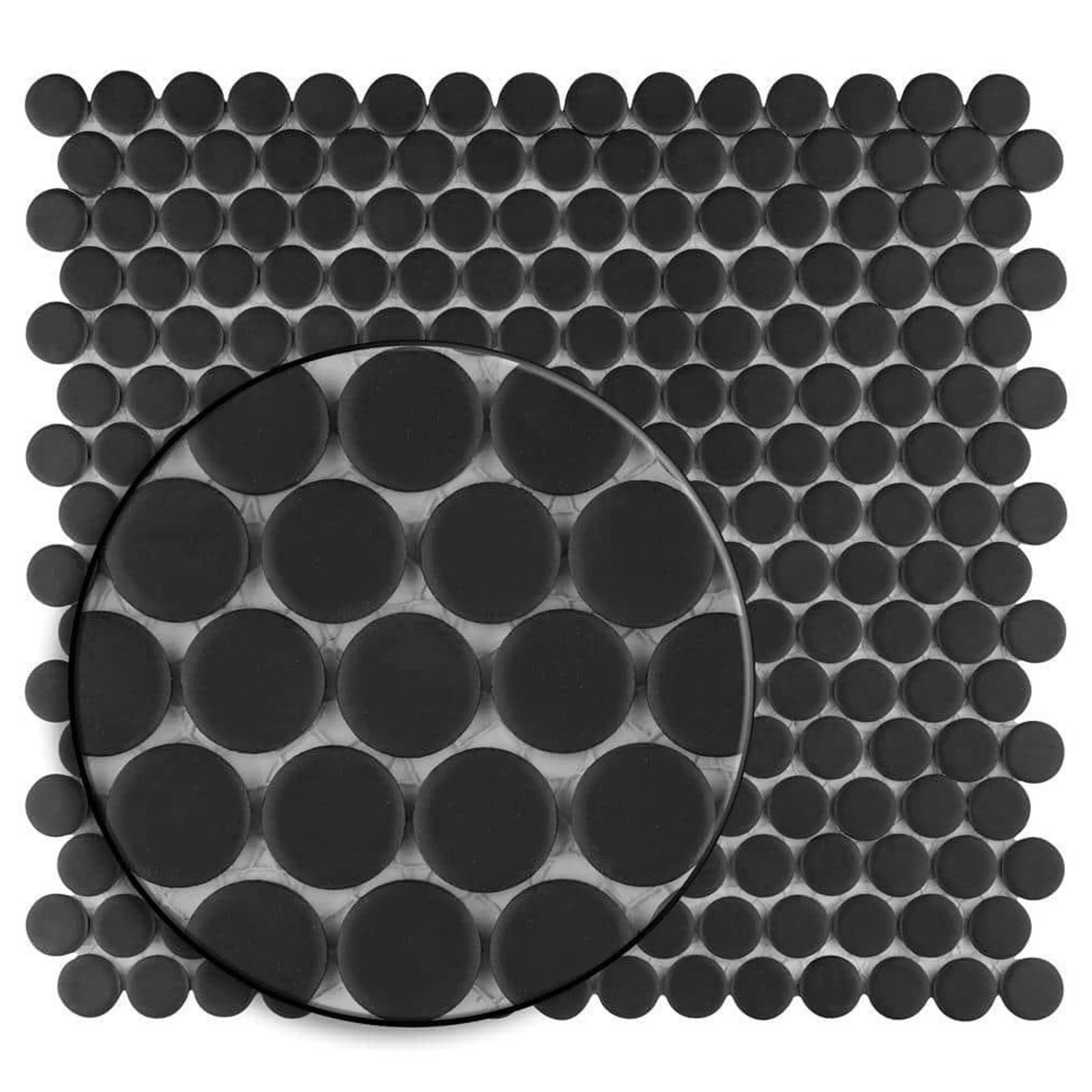 Мозайка 133421A Black черна керамична мозайка кръгли плочки 29x32,1 см за баня от KERANOVA, дебелина 4 мм, произведено в Полша