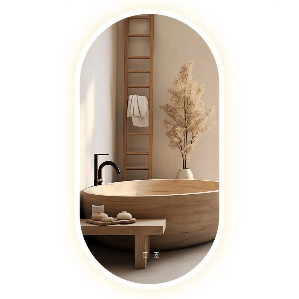 Огледало с осветление и подгрев EGJ 50х90 см. - LED баня огледало с подгрев, три цвята светлина, димер и touch управление за KERANOVA