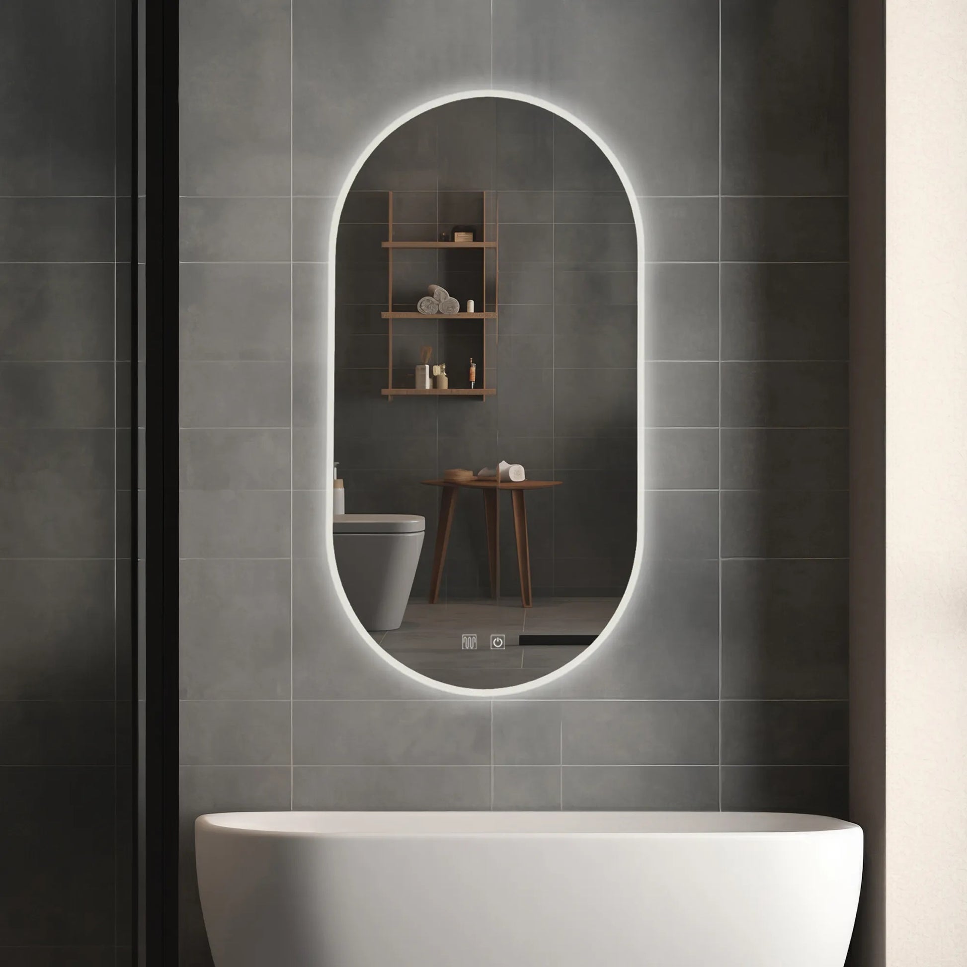 Огледало с осветление и подгрев EGJ 50х90 см. в баня с LED осветление, антизамъгляващ нагревател и touch управление - KERANOVA