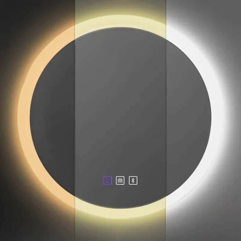 Alt Tag: Огледало с осветление, подгрев и Bluetooth FFJ Ф80 см. кръгло банско огледало с LED 3000/4000/6500K, нагревател и Bluetooth за онлайн магазин KERANOVA