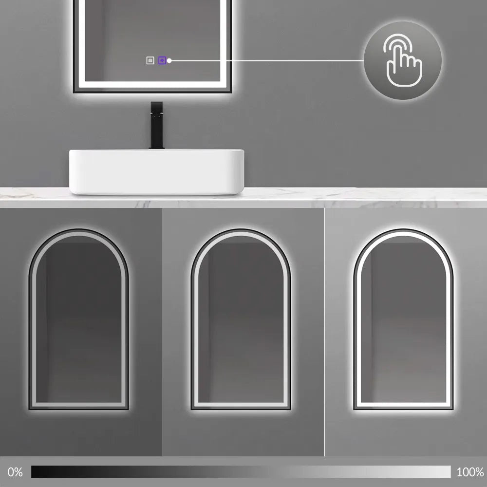 Огледало с осветление и подгрев Dash Black 60х100 см. – баня с LED 6500К/4000К/3000К, димиране, touch и антифог, KERANOVA онлайн магазин