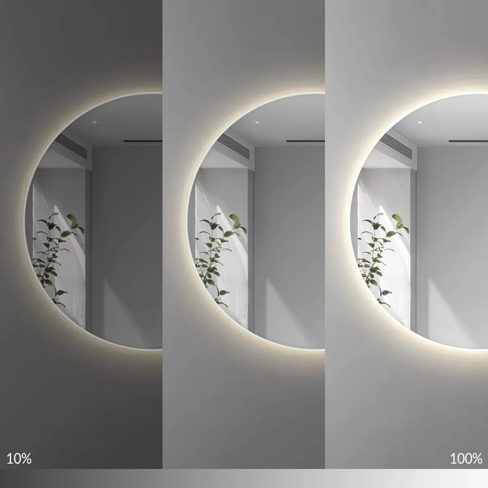 Огледало с осветление, подгрев и Bluetooth Round Ф60 см. кръгло огледало 60см с LED, три цвята светлина, подгрев и Bluetooth за баня KERANOVA