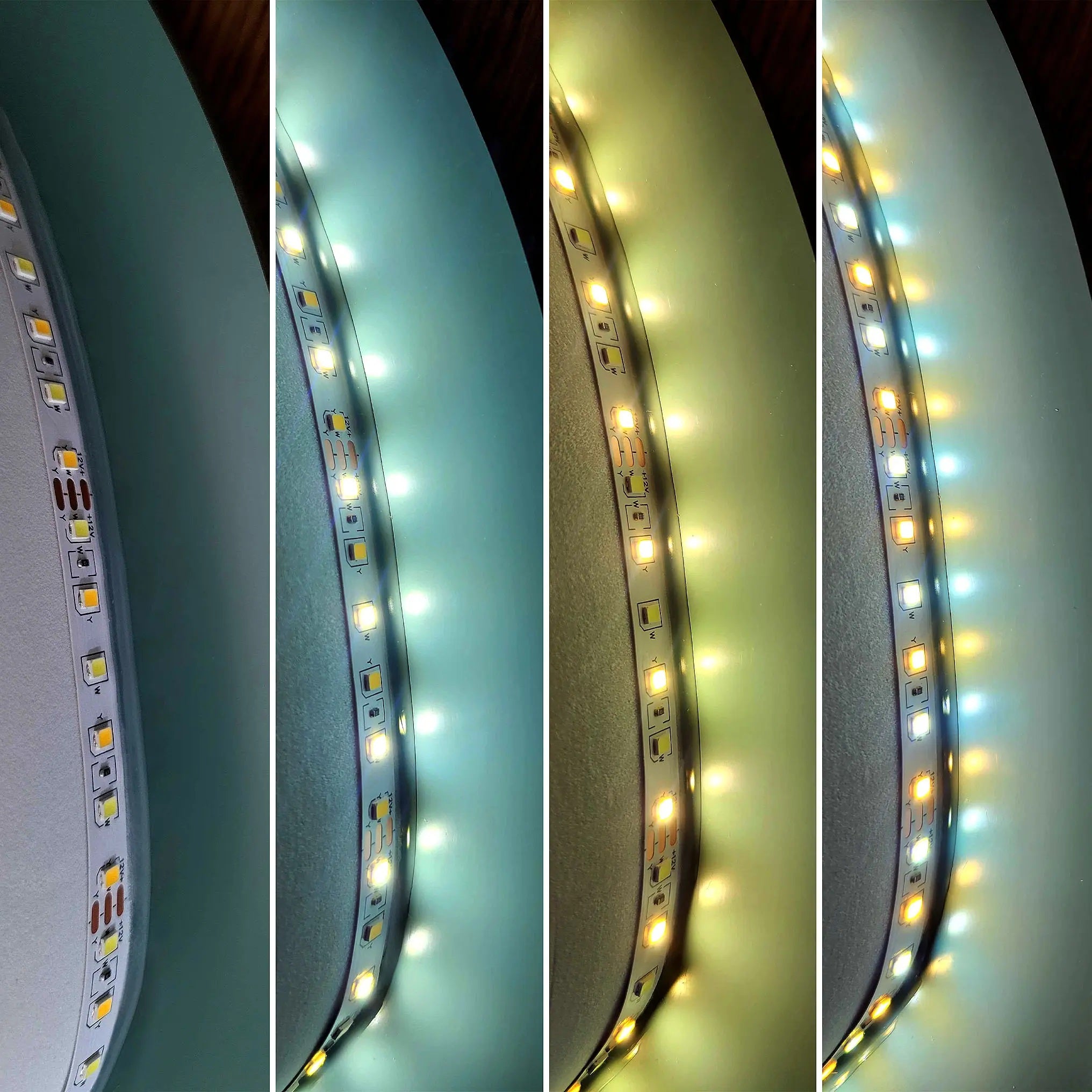 Огледала LED R-8040 80 см. + 40 см. с различни цветни подсветки в стилна стенна композиция.