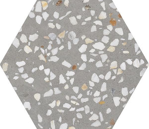 Hexa Cezanne Grey 23x27 - шестостенна сива терацо плочка за баня от онлайн магазин за обзавеждане KERANOVA