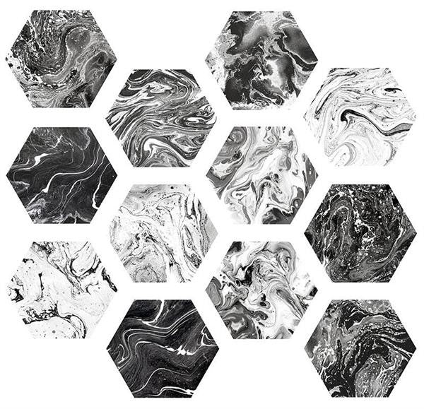 Колекция Hexa Ebru - ITT CERAMIC шестостенни гранитогресни плочки с мраморен ефект, 23x27 см, онлайн магазин KERANOVA