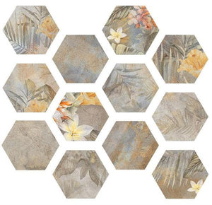 Hexa Hibiscus Oxide 23x27 шестограми с флорален дизайн за баня от онлайн магазин за обзавеждане за баня KERANOVA
