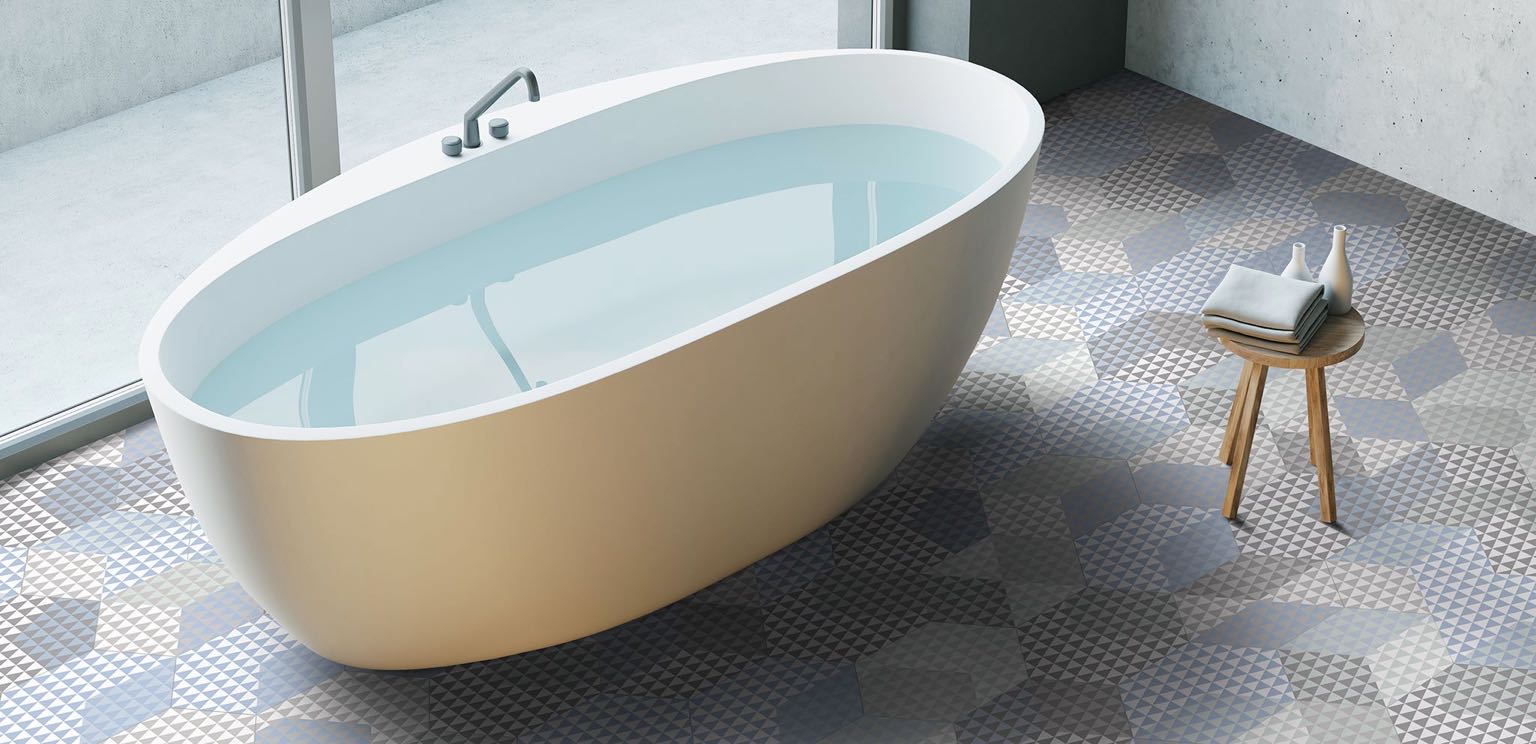 Колекция Hexa Peonia Azul - Keros гранитогрес 23x27 см за под и стена, шестостенни декори, онлайн магазин за обзавеждане за бани KERANOVA