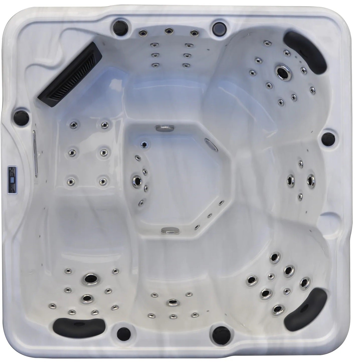 Hydro P SL 200x200 см. бял джакузи 2м х 2м с множество хидромасажни дюзи, лежанка и ергономични седалки - онлайн магазин KERANOVA