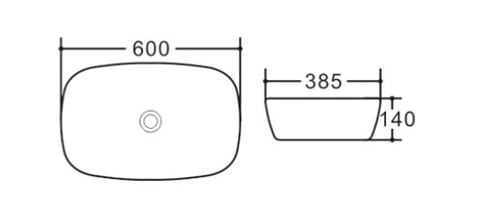 Купа ICB 579 60х38.5 см. - снежнобяла дизайнерска порцеланова мивка за баня, височина 14 см, онлайн магазин за обзавеждане KERANOVA